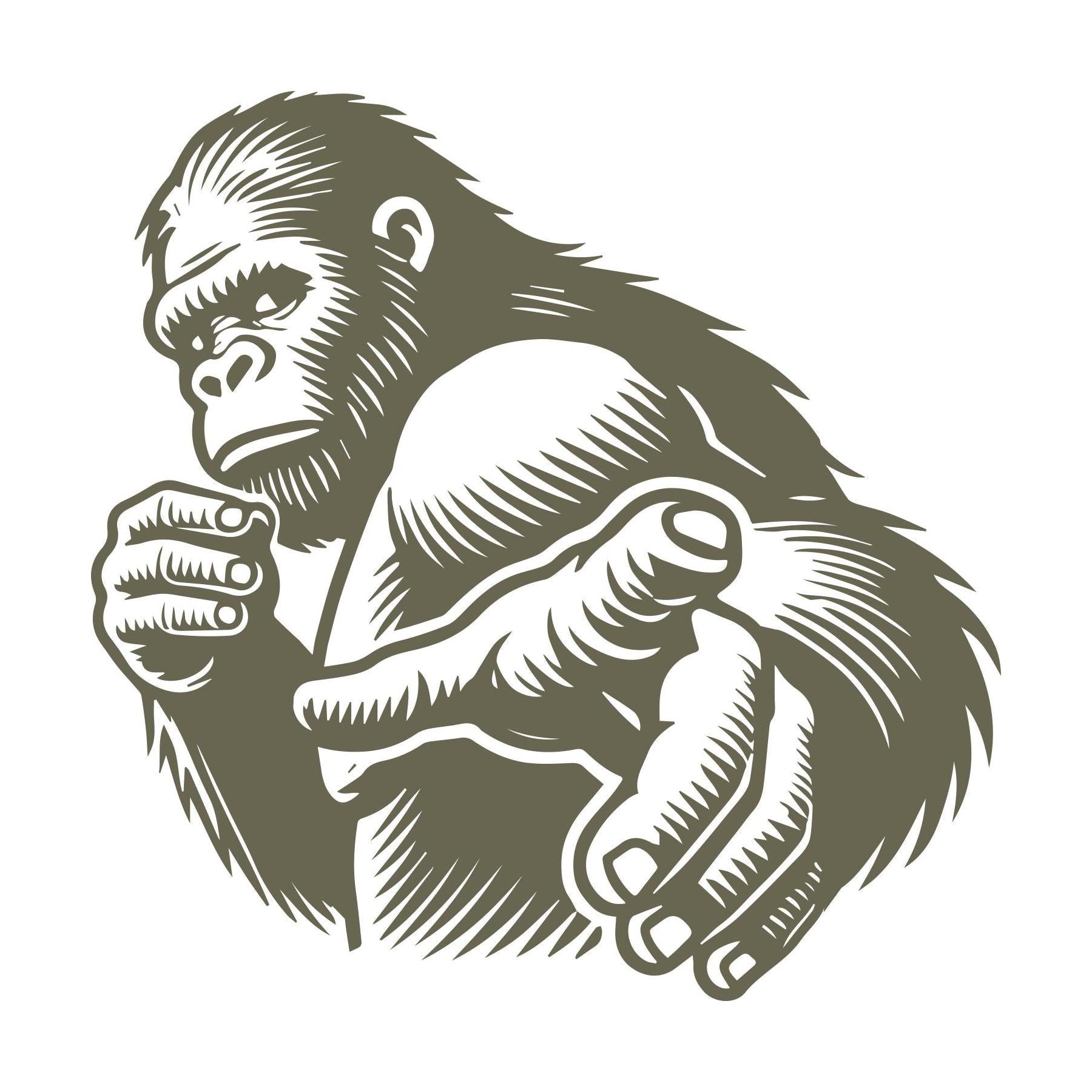 Gorilla Pointing Delrin Leather Stamp
