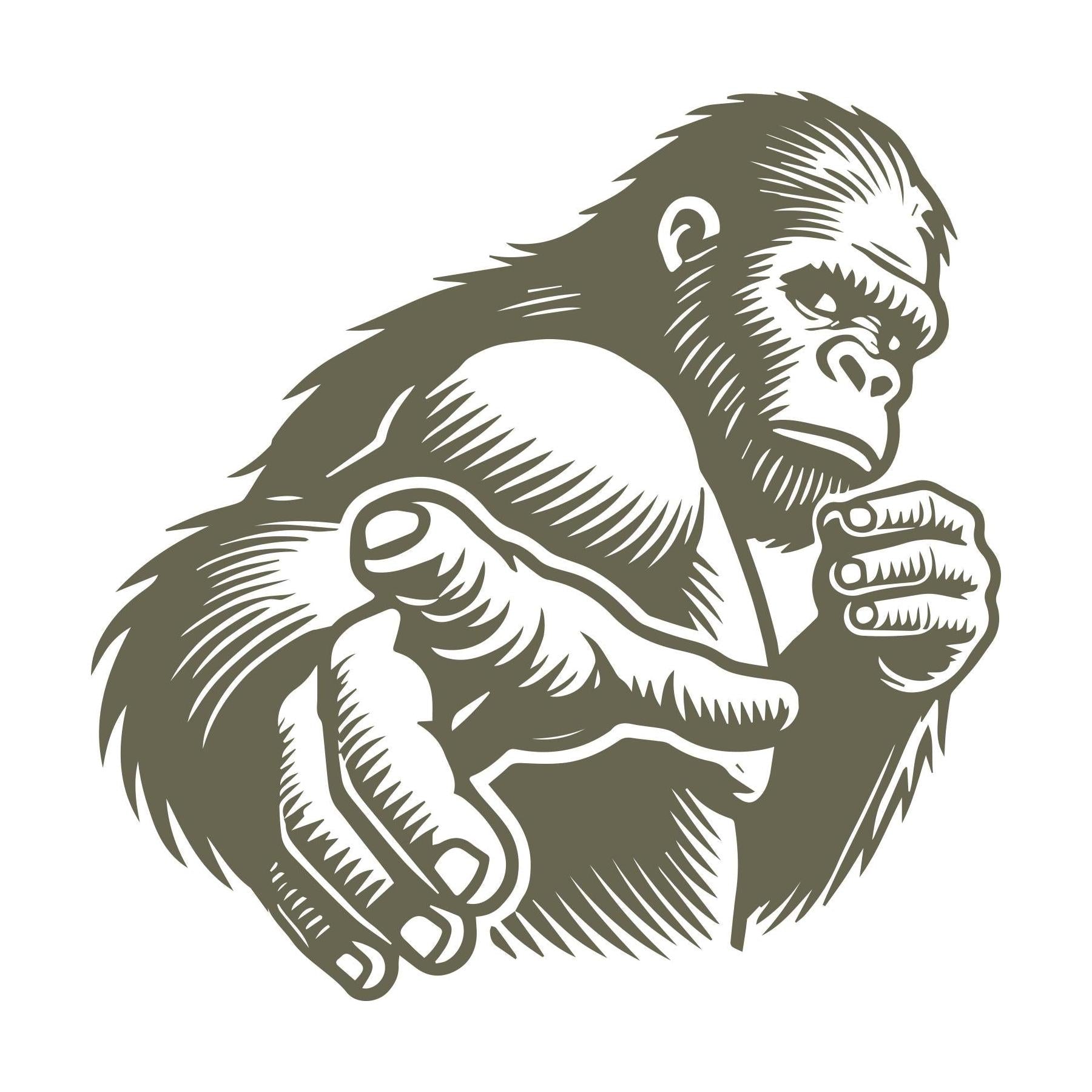 Gorilla Pointing Delrin Leather Stamp