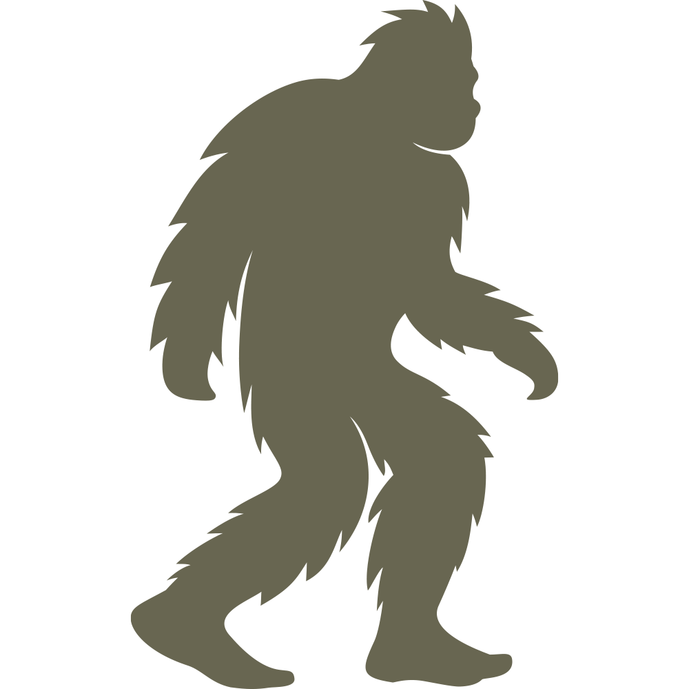 A silhouette resembling the Big Foot Delrin Leather Stamp, featuring a person with a short hairstyle standing upright against a plain white background.