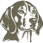 Detailed Beagle hound dog head design featuring expressive eyes, floppy ears, and realistic fur shading.