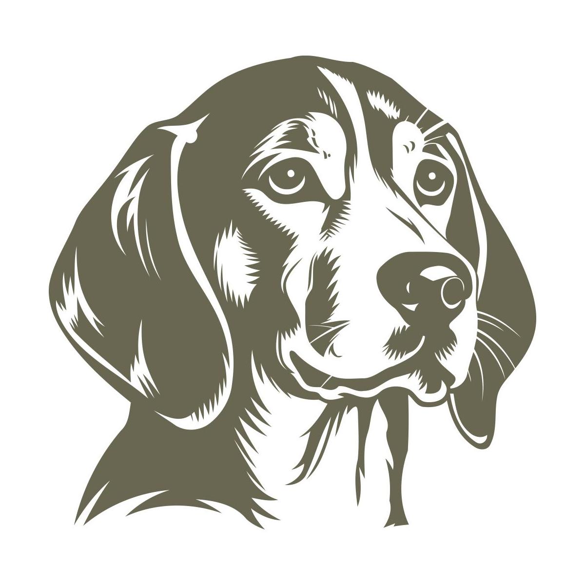 Detailed Beagle hound dog head design featuring expressive eyes, floppy ears, and realistic fur shading.