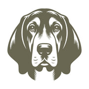 Detailed hound dog head design featuring subtle shading, drooping ears, and soulful eyes.