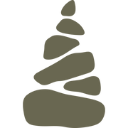 Minimalist cairn rock stack design featuring smooth, balanced stones arranged in a pyramid shape, symbolizing harmony, meditation, and outdoor wayfinding.