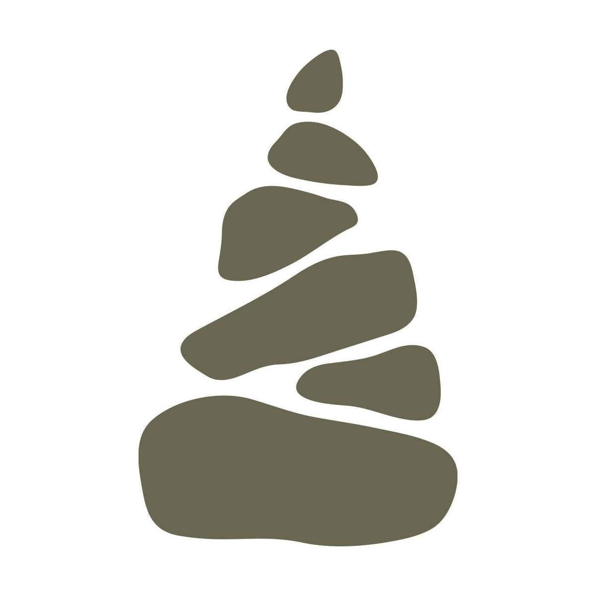 Minimalist cairn rock stack design featuring smooth, balanced stones arranged in a pyramid shape, symbolizing harmony, meditation, and outdoor wayfinding.