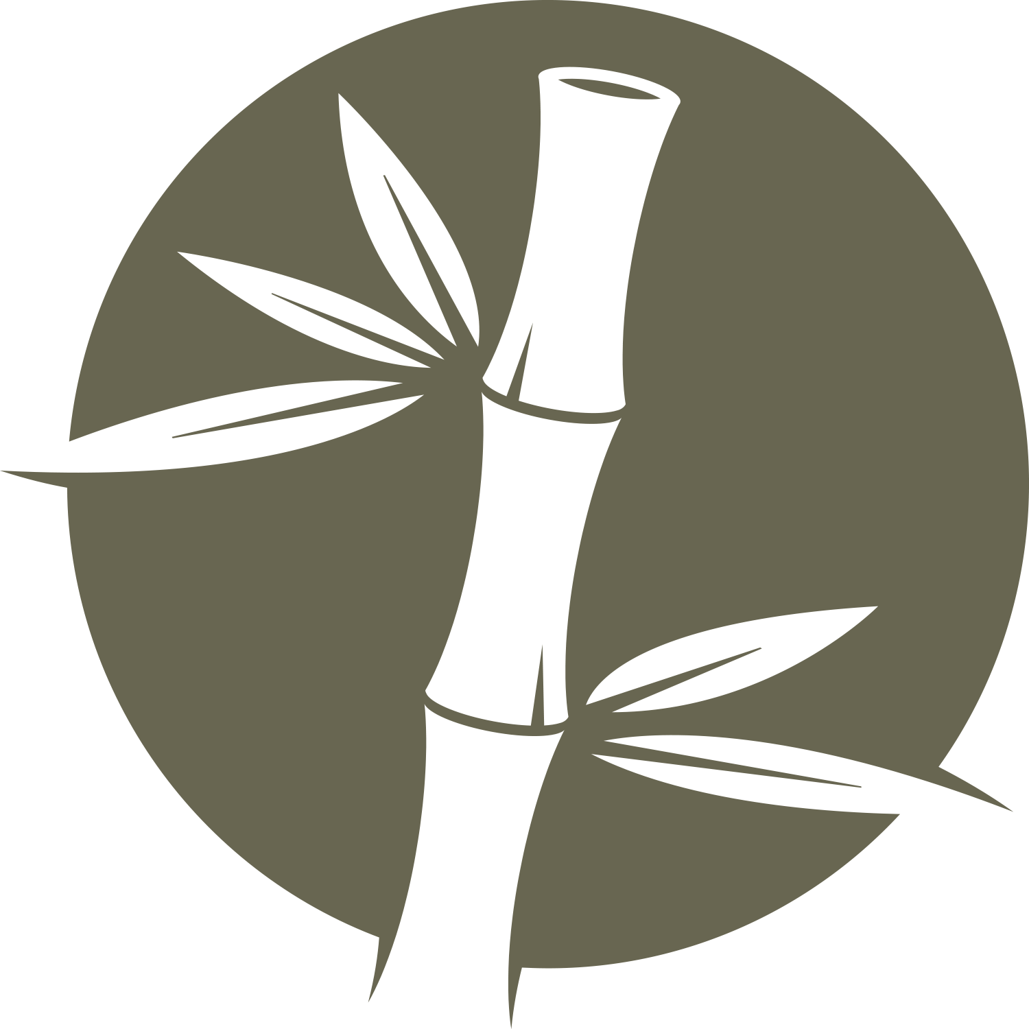 Stylized bamboo stalk with pointed leaves framed in a circle—cut from a Delrin leather stamp for elegant nature-inspired leather projects.