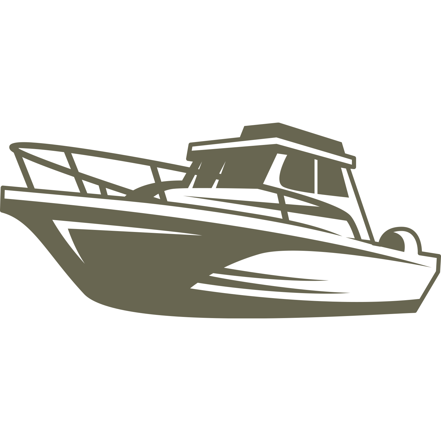 Delrin leather stamp design of a detailed fishing boat, perfect for fishing-themed leather projects.