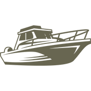 Delrin leather stamp design of a detailed fishing boat, perfect for fishing-themed leather projects.