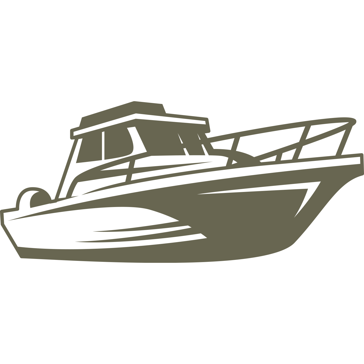 Delrin leather stamp design of a detailed fishing boat, perfect for fishing-themed leather projects.