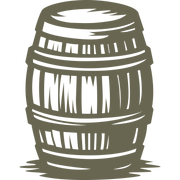Delrin leather stamp design of a classic wooden barrel with metal bands and carved line details, perfect for whiskey or wine-themed leather projects.