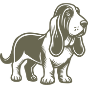 Detailed Basset Hound design featuring the breed’s signature long ears, droopy eyes, and short, sturdy legs. A charming depiction of this loyal and lovable scent hound.