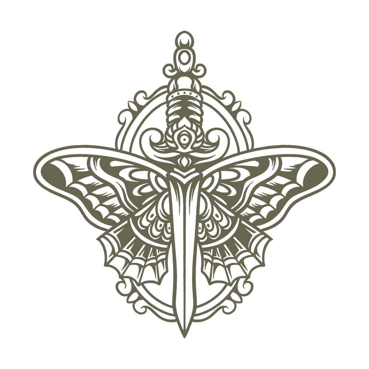 Butterfly on Sword Delrin Leather Stamp