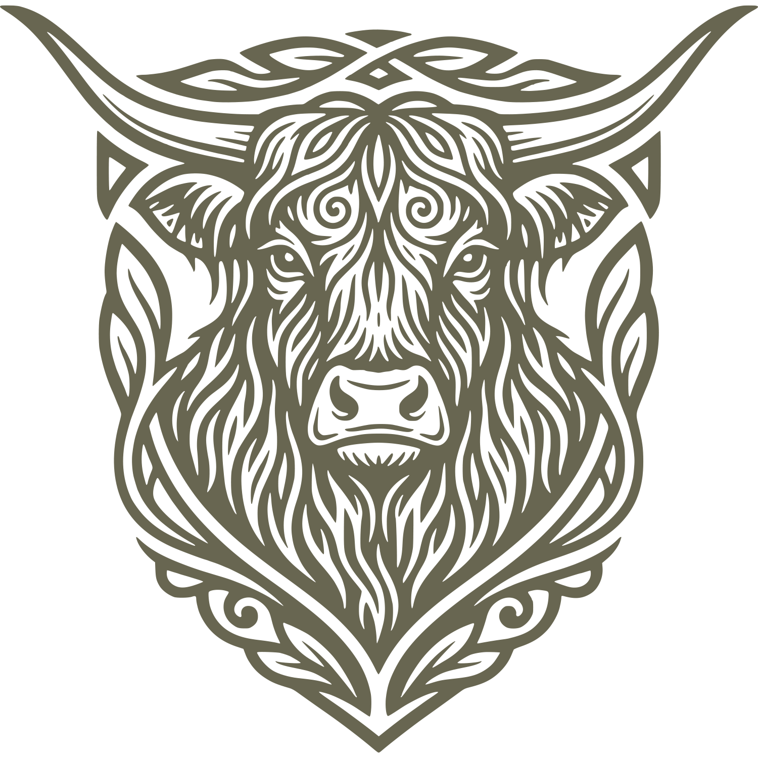 Highland Cow Head Emblem Delrin Leather Stamp