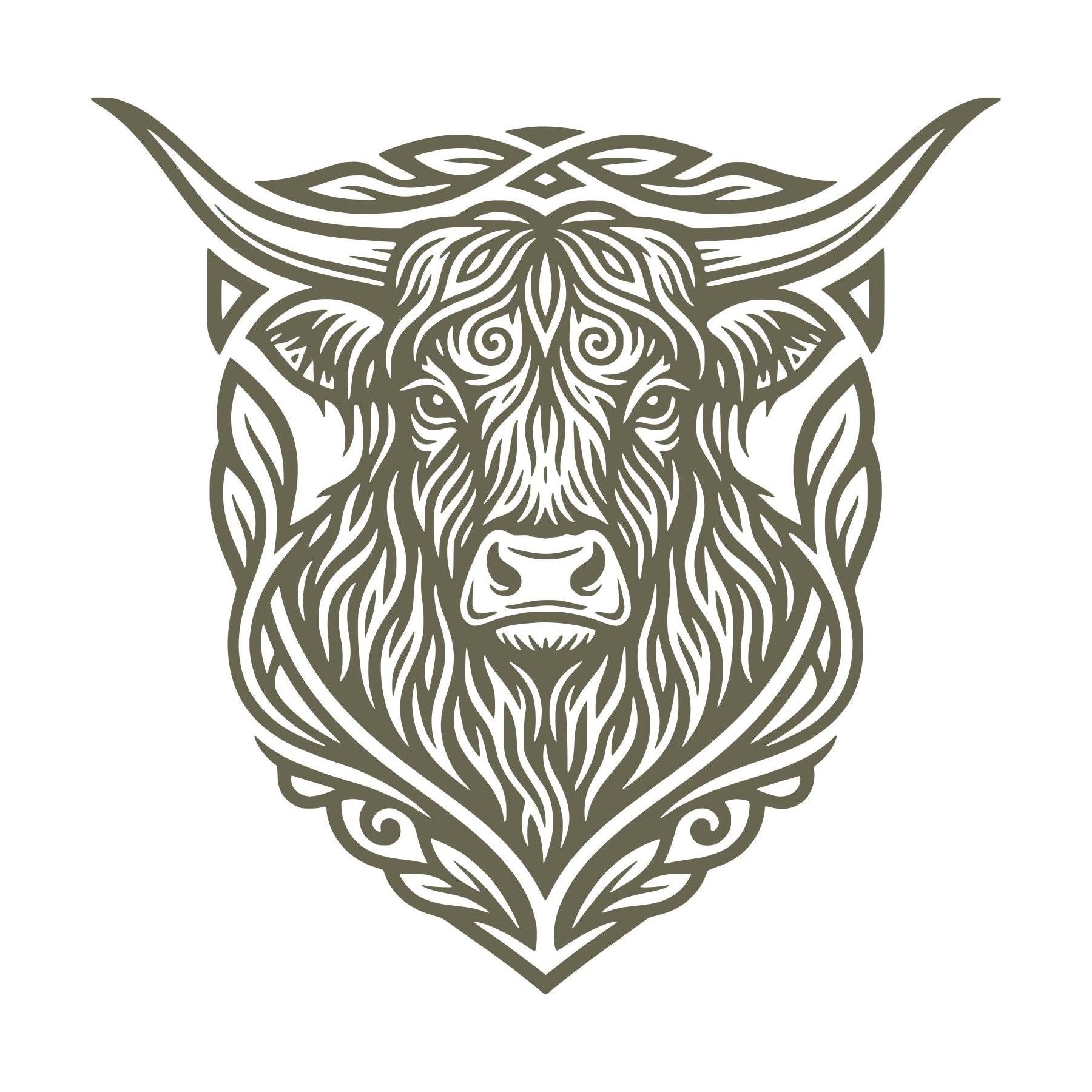 Highland Cow Head Emblem Delrin Leather Stamp