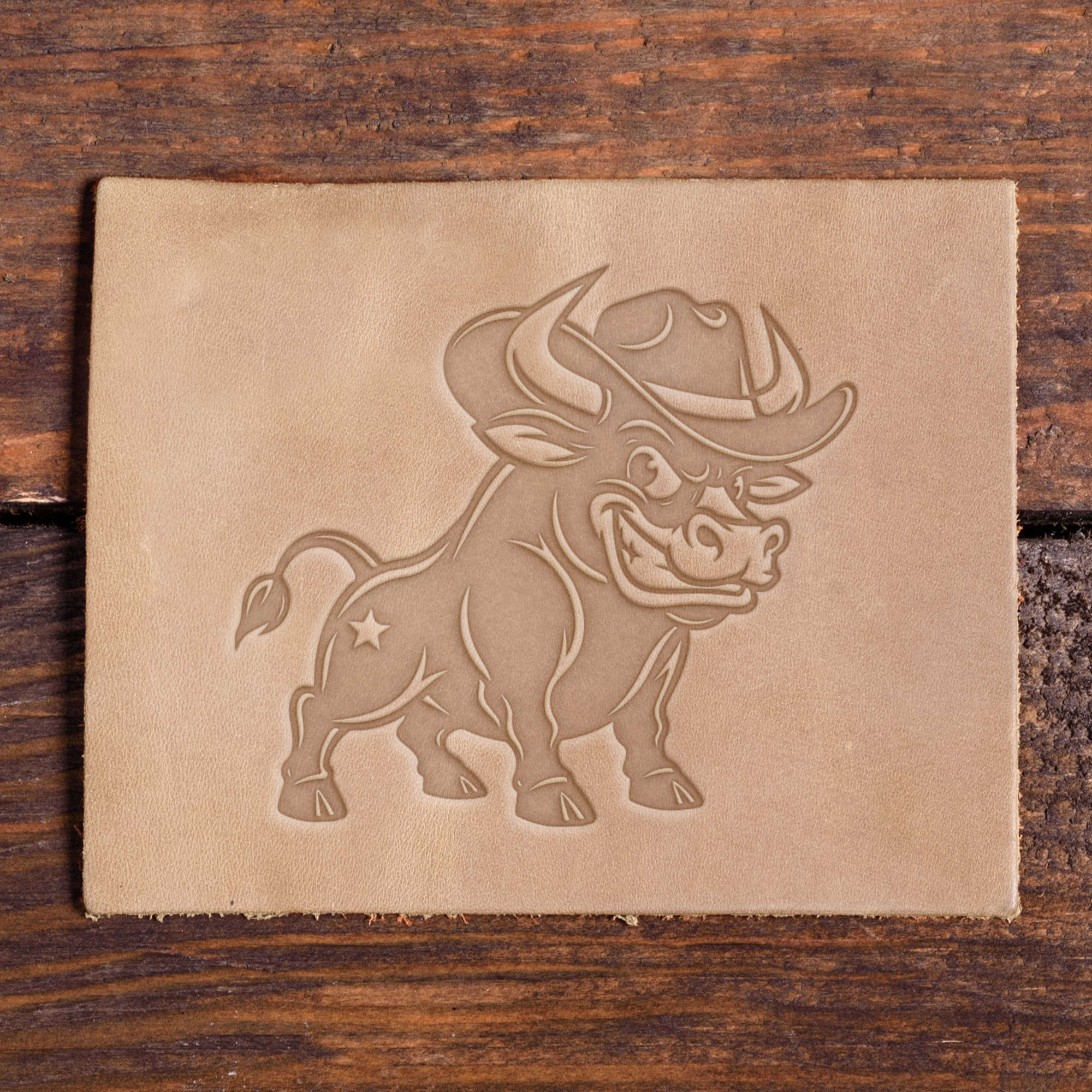 Bull with Cowboy Hat Delrin Leather Stamp