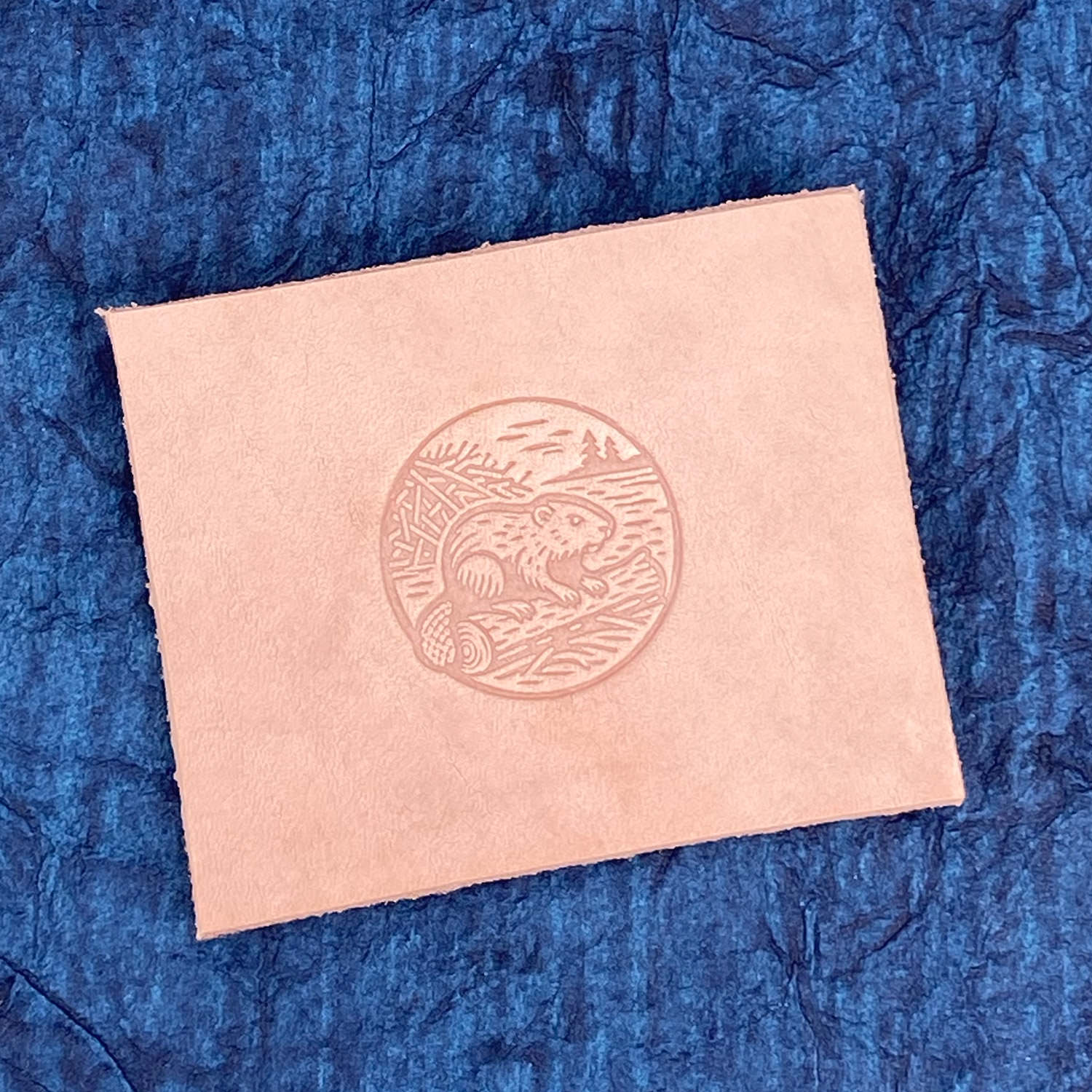 Beaver on a Log Delrin Leather Stamp