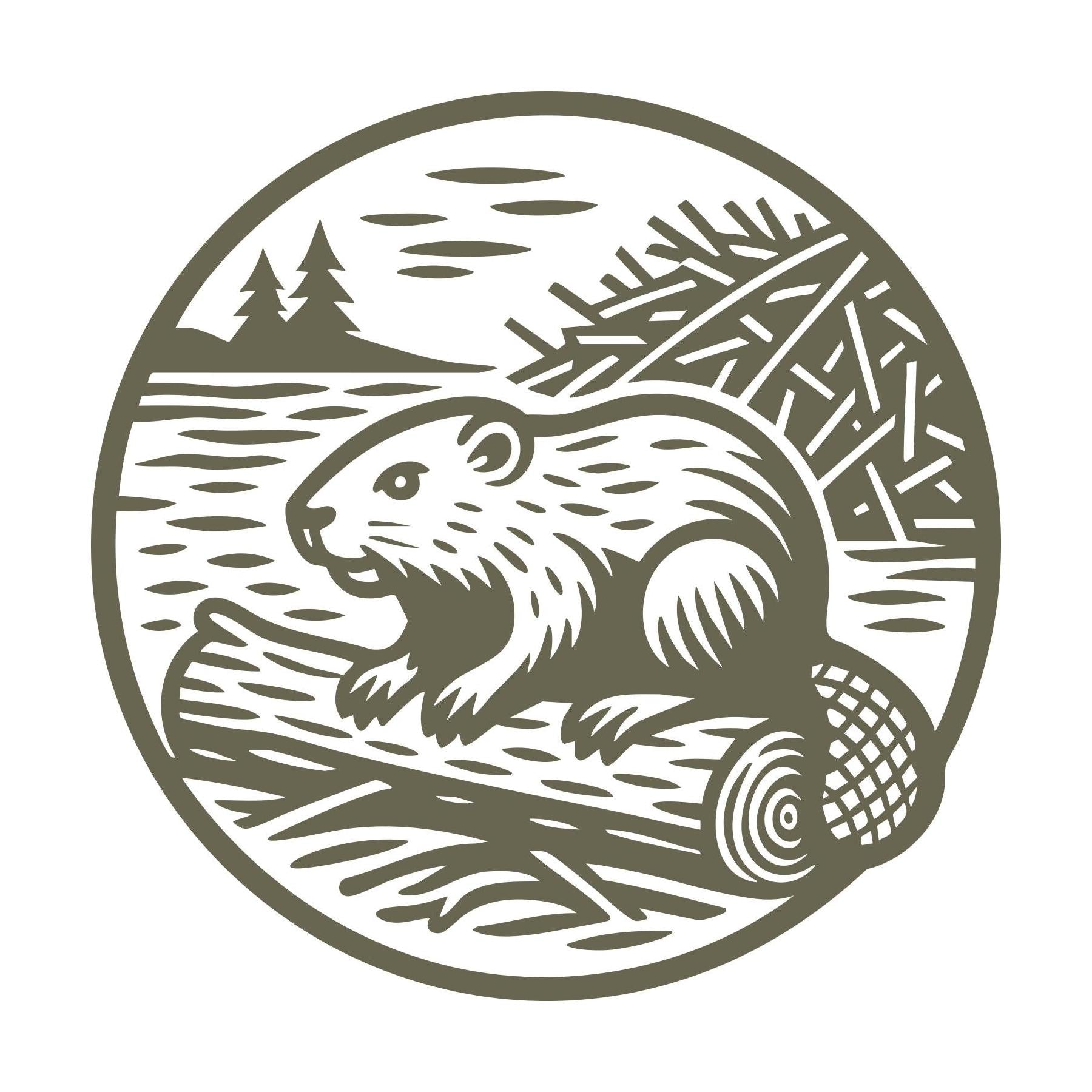 Beaver on a Log Delrin Leather Stamp
