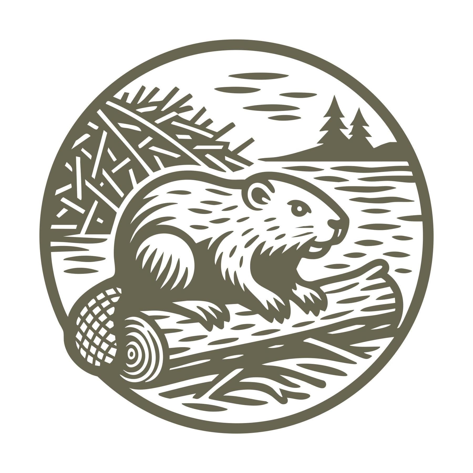 Beaver on a Log Delrin Leather Stamp