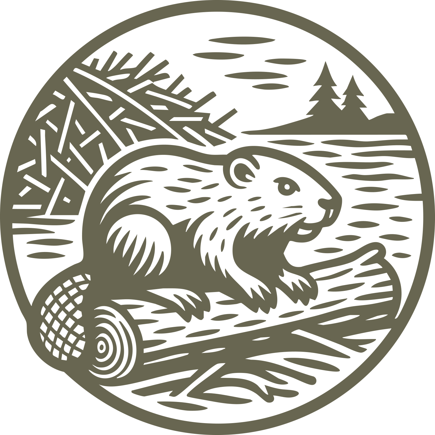Beaver on a Log Delrin Leather Stamp