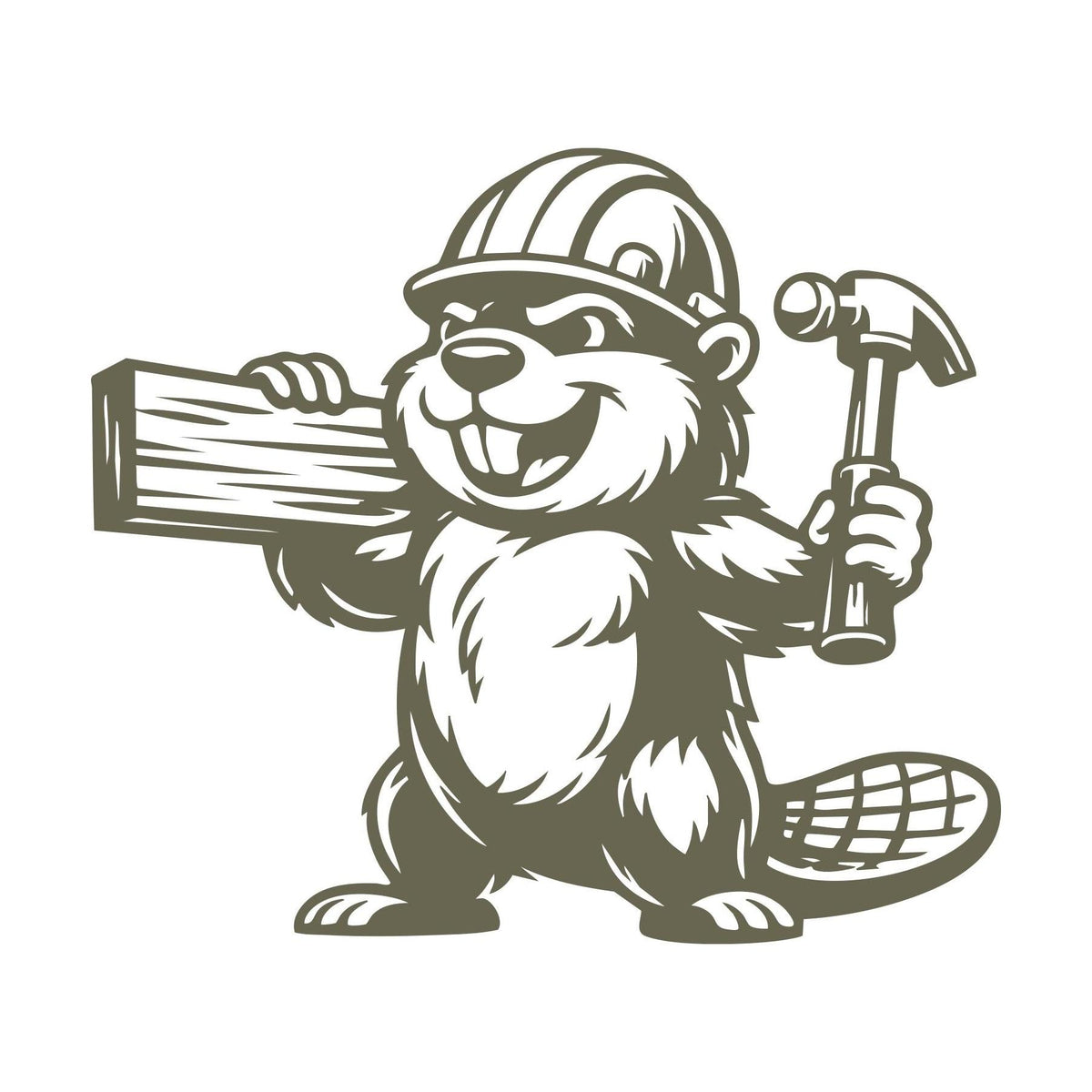 Beaver in Hard Hat Delrin Leather Stamp