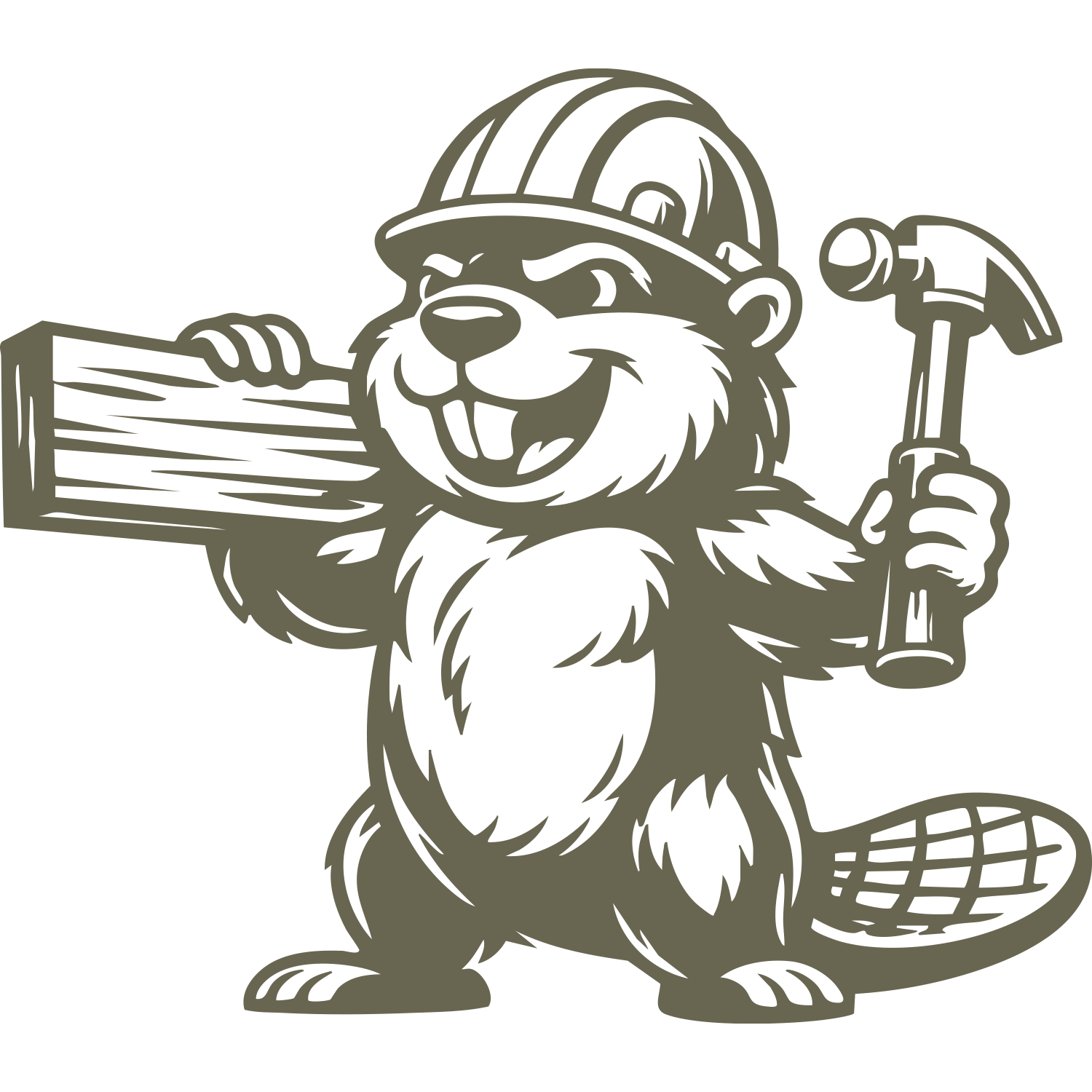 Beaver in Hard Hat Delrin Leather Stamp