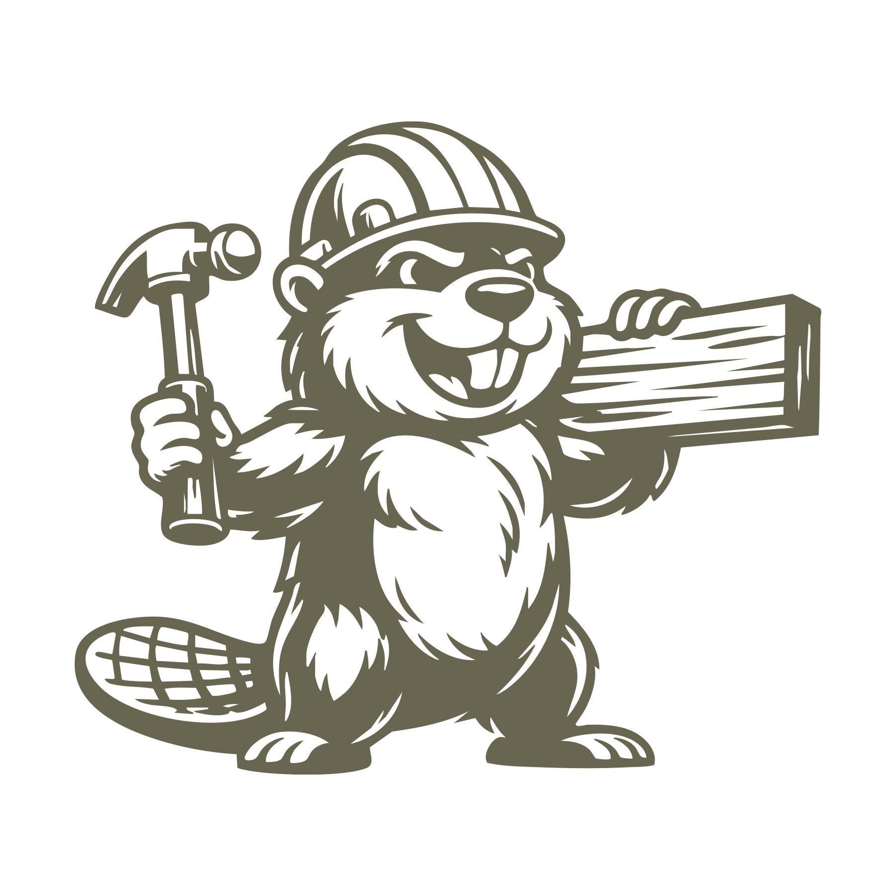 Beaver in Hard Hat Delrin Leather Stamp