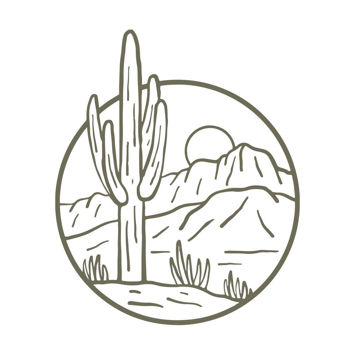 Delrin leather stamp with a detailed desert cactus and mountain landscape design, perfect for southwestern and nature-themed leatherworking projects.