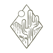 Delrin leather stamp with a desert cactus landscape design, perfect for southwestern and nature-themed leatherworking projects.