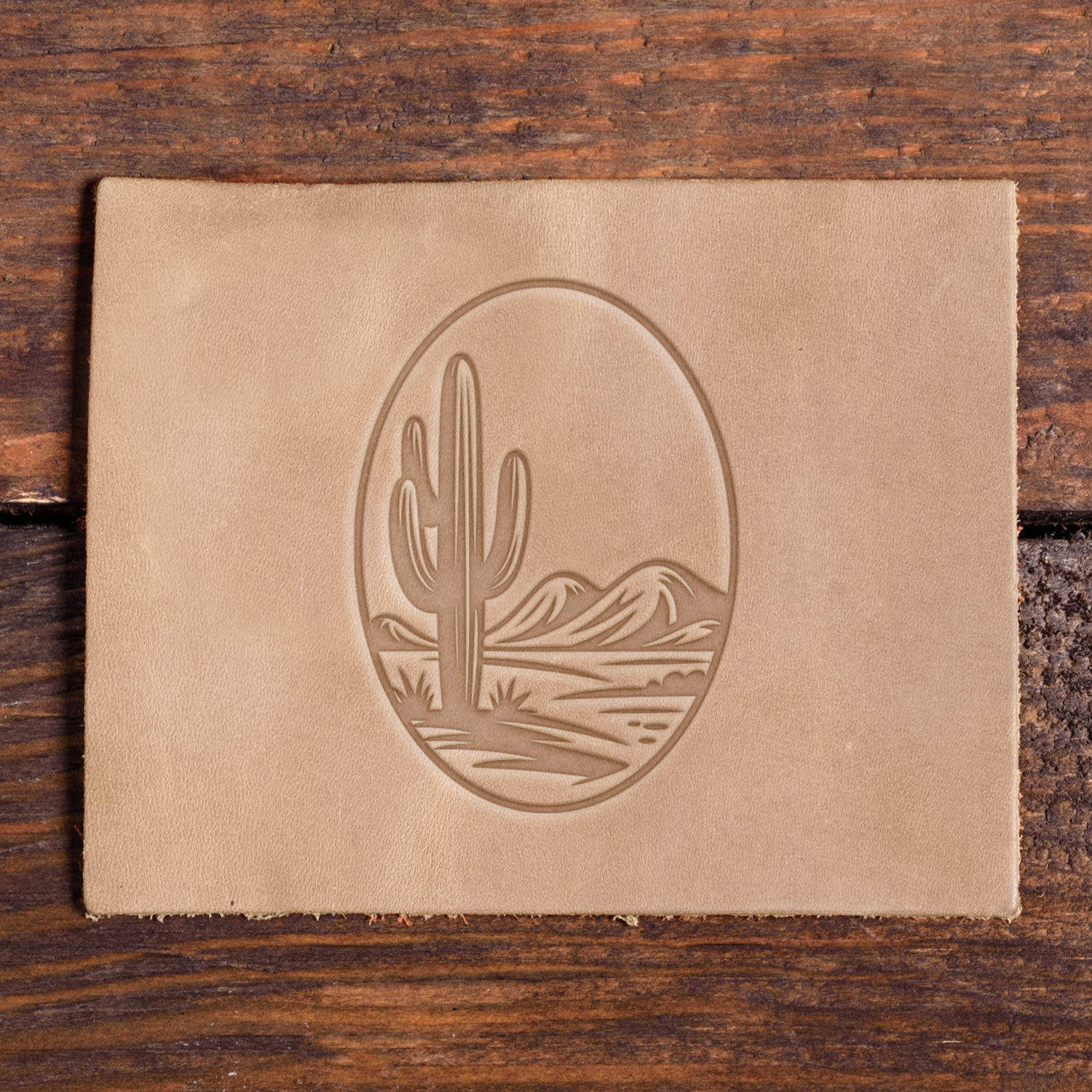 Desert Cactus Scene Delrin Leather Stamp
