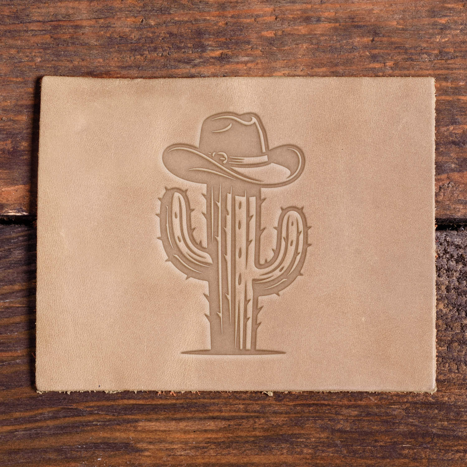 Cactus with Cowboy Hat Delrin Leather Stamp