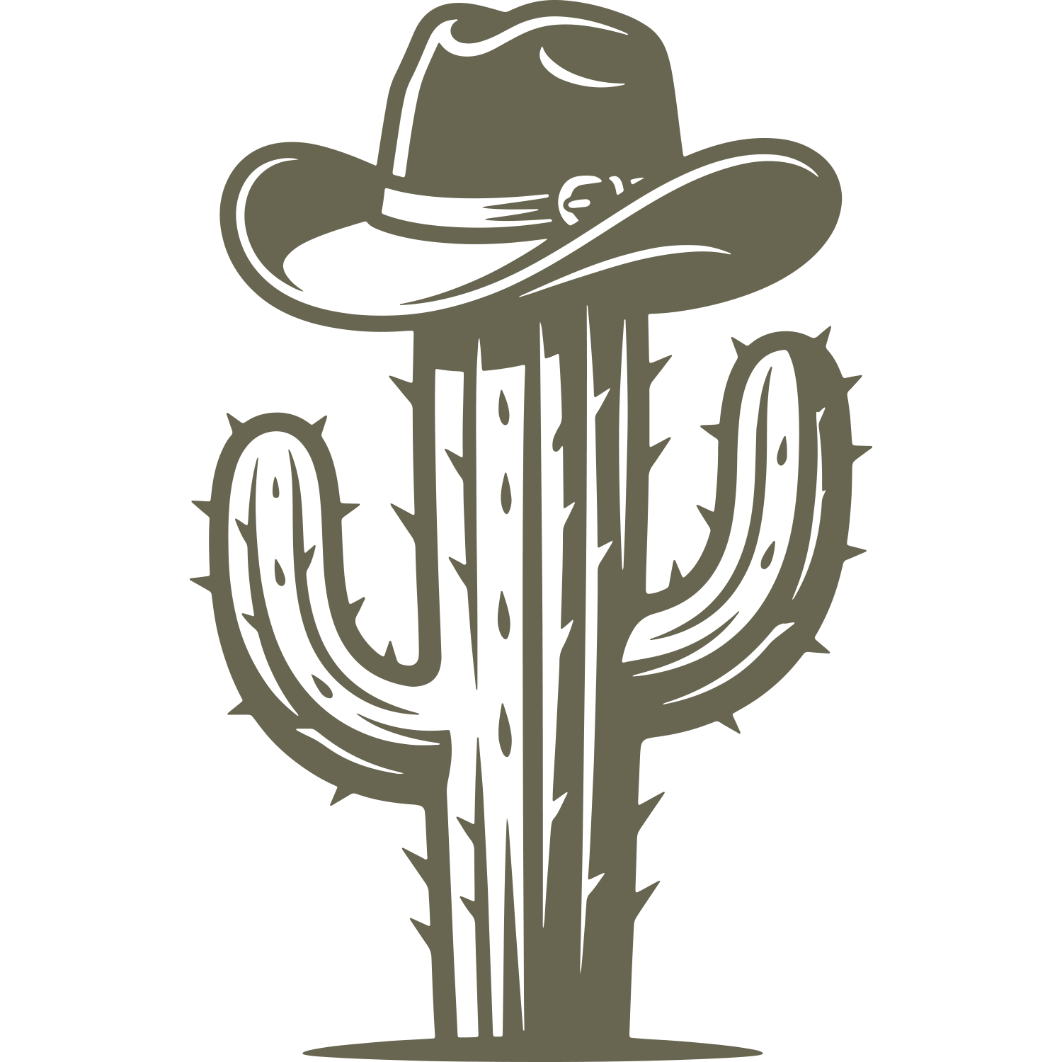 Cactus with Cowboy Hat Delrin Leather Stamp