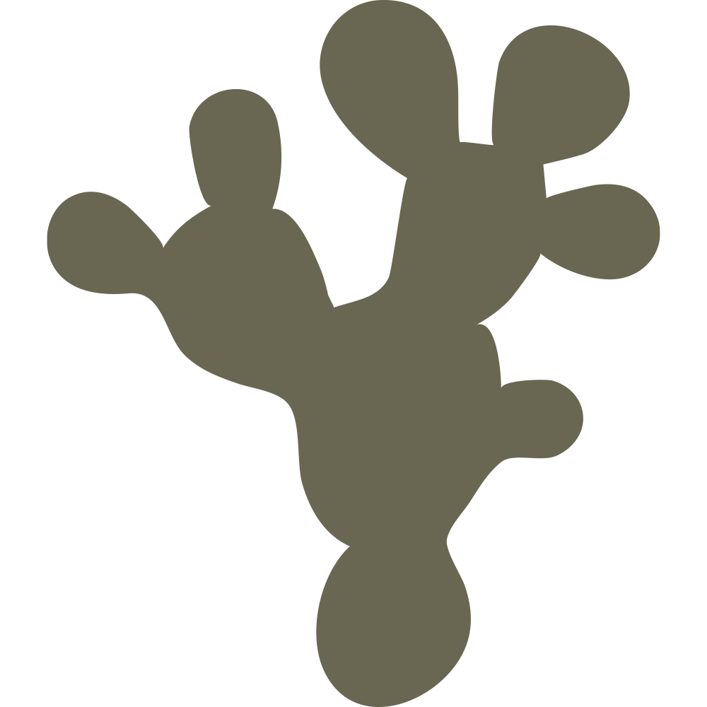 Silhouette illustration of a prickly pear cactus with rounded pads, designed for use as a Delrin leather stamp.