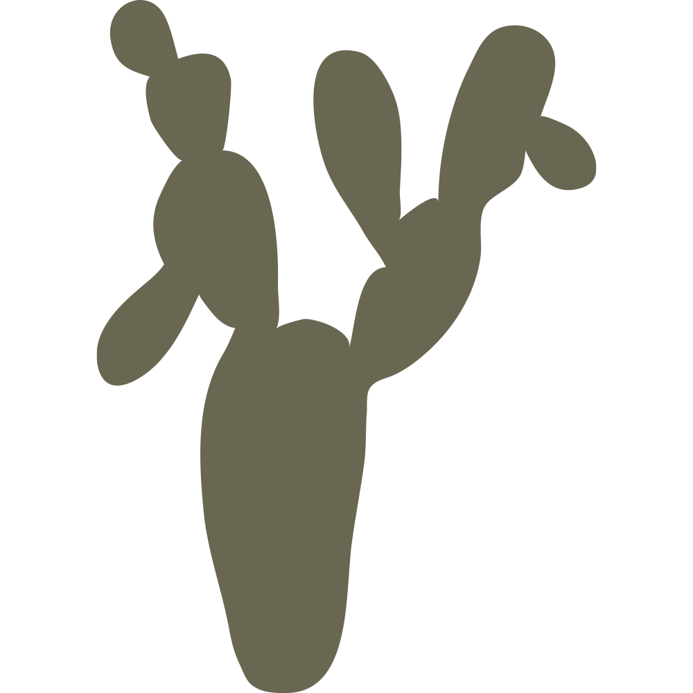 Silhouette illustration of a prickly pear cactus with rounded pads, designed for use as a Delrin leather stamp.
