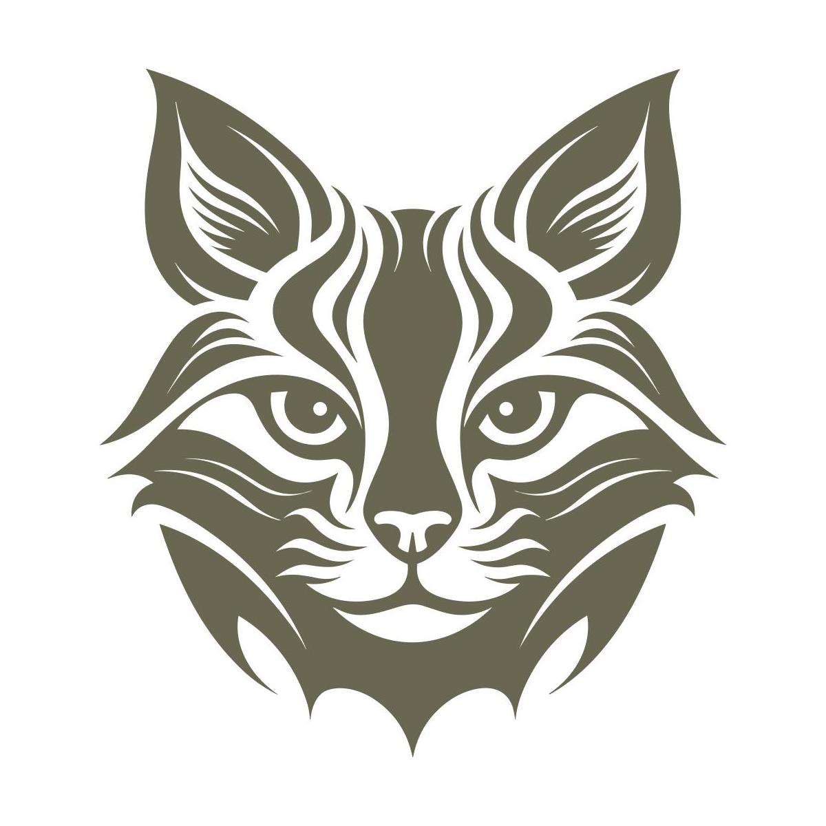Detailed lynx face design with bold lines and sharp features, capturing the wild and majestic essence of this feline.