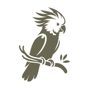 Delrin leather stamp with a detailed cockatoo design, perfect for bird-themed leatherworking projects.