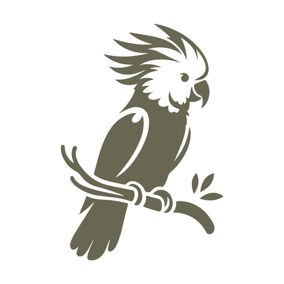 Delrin leather stamp with a detailed cockatoo design, perfect for bird-themed leatherworking projects.