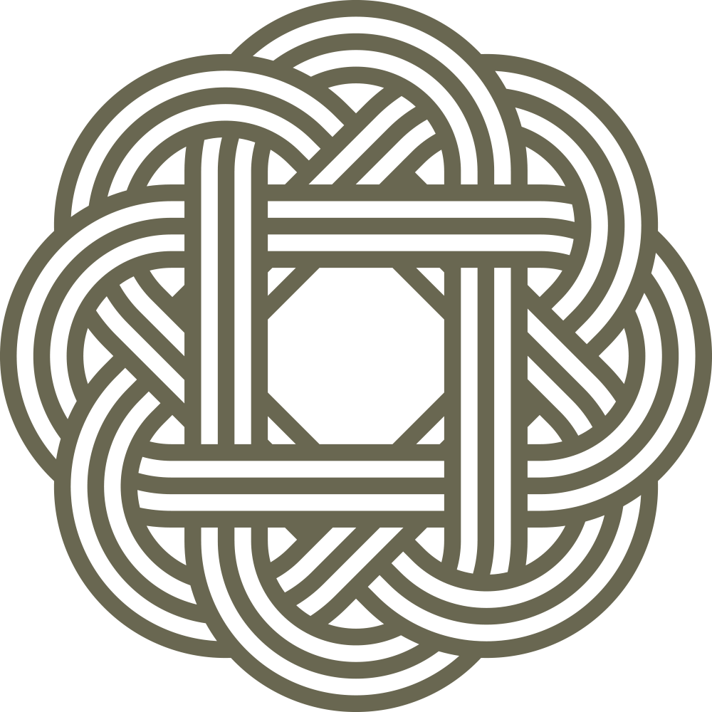 Intricate Celtic knot design featuring interwoven lines in a symmetrical, circular pattern.