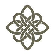 Intricate Celtic knot design with interwoven lines forming a symmetrical, elegant pattern.