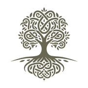 Intricate Celtic tree of life design featuring interwoven branches and roots, symbolizing growth and connection.