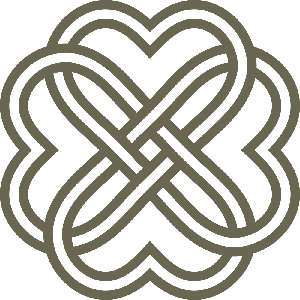 Intricate Celtic knot design featuring interwoven loops forming a symmetrical clover-shaped pattern.