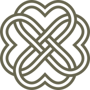 Intricate Celtic knot design featuring interwoven loops forming a symmetrical clover-shaped pattern.