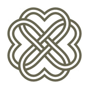 Intricate Celtic knot design featuring interwoven loops forming a symmetrical clover-shaped pattern.