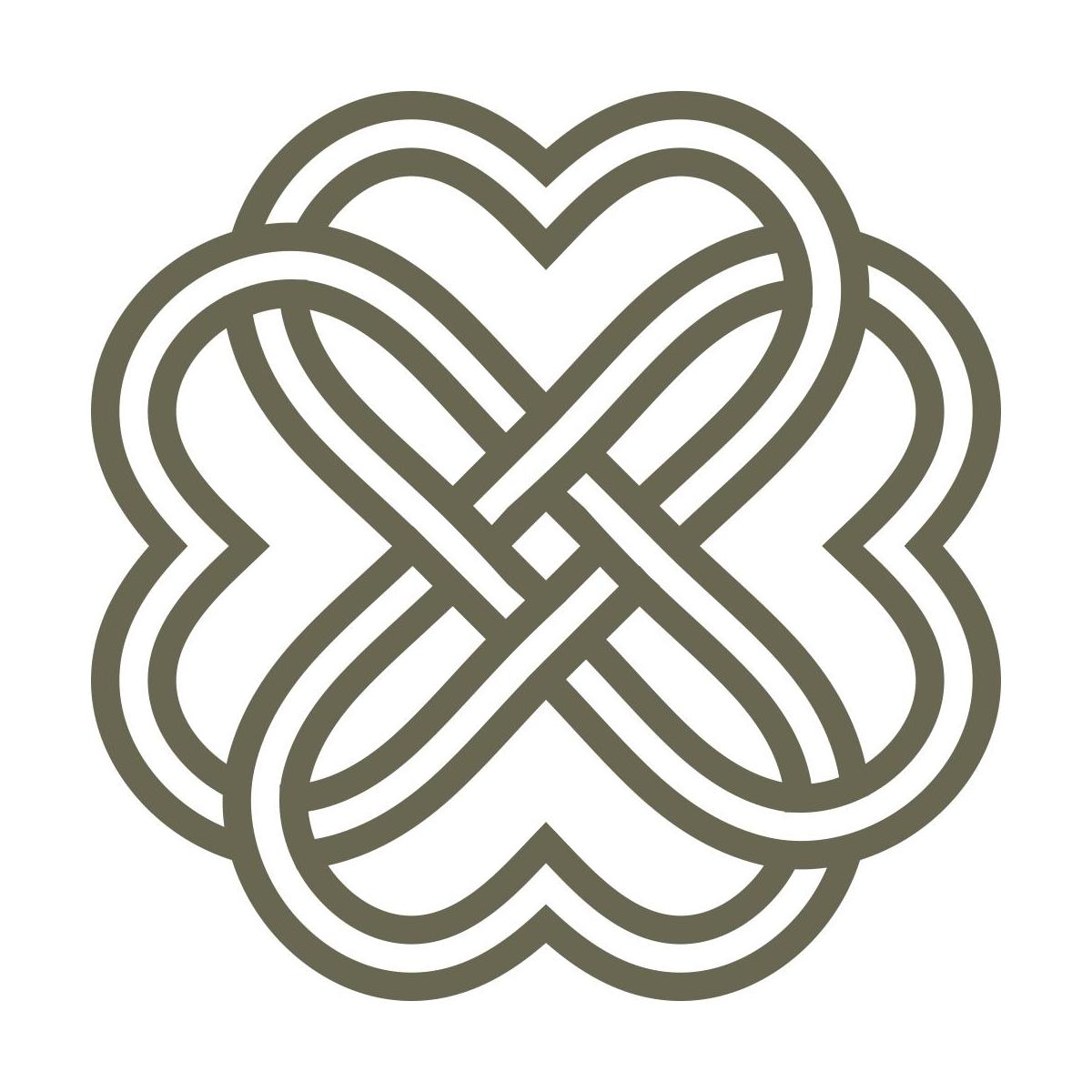 Intricate Celtic knot design featuring interwoven loops forming a symmetrical clover-shaped pattern.