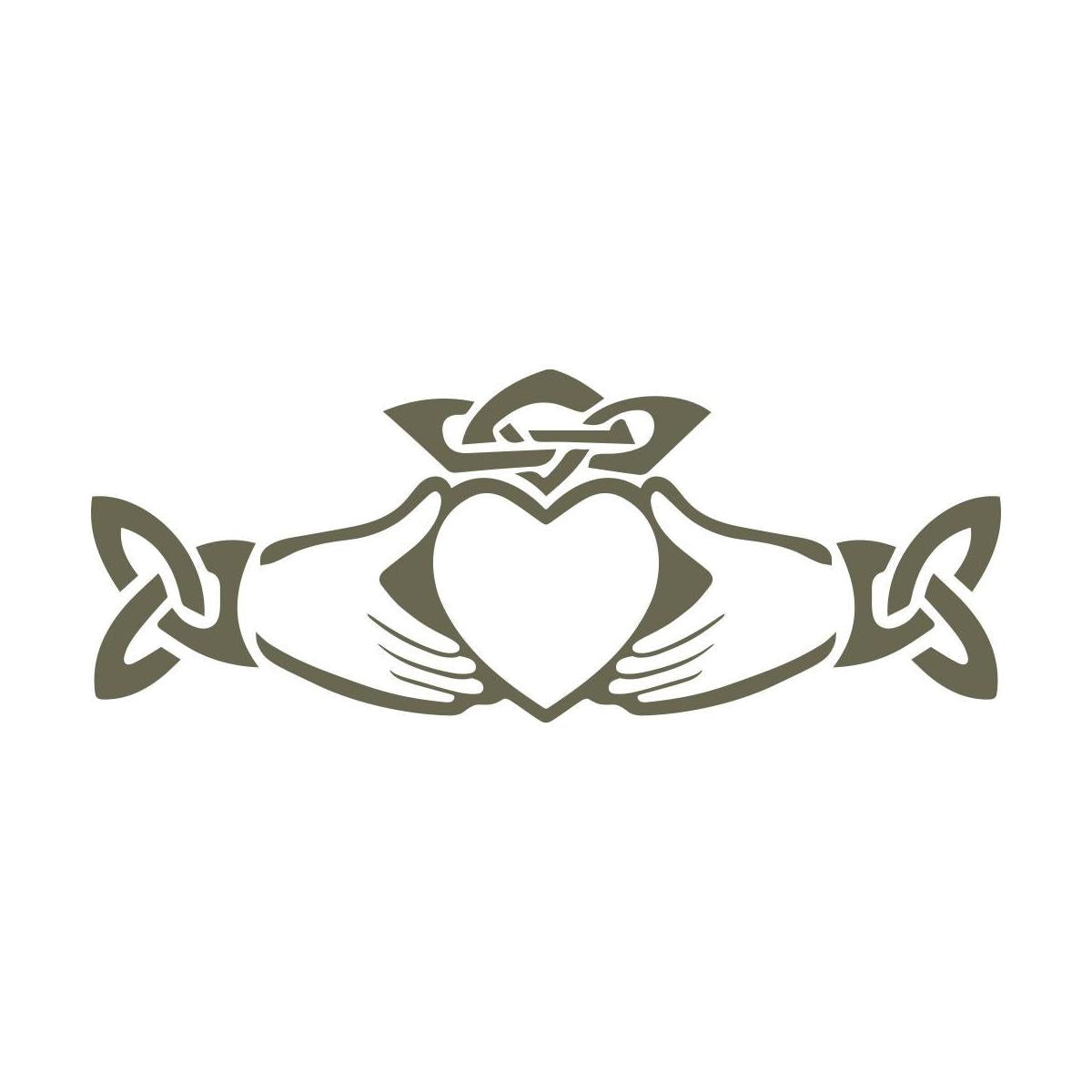 Traditional Claddagh design featuring hands holding a heart topped with a crown, symbolizing love, loyalty, and friendship.