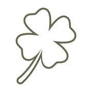 Minimalist four-leaf clover design featuring smooth, rounded edges and a simple stem.