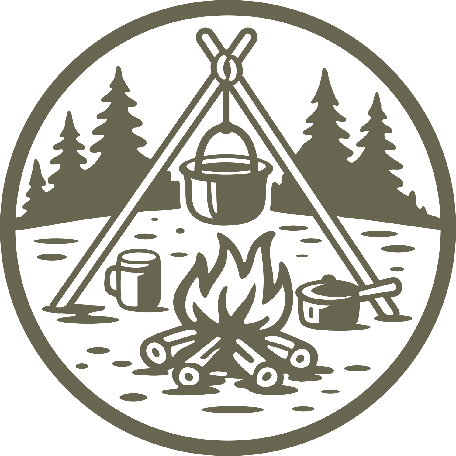 Campfire Scene Delrin Leather Stamp