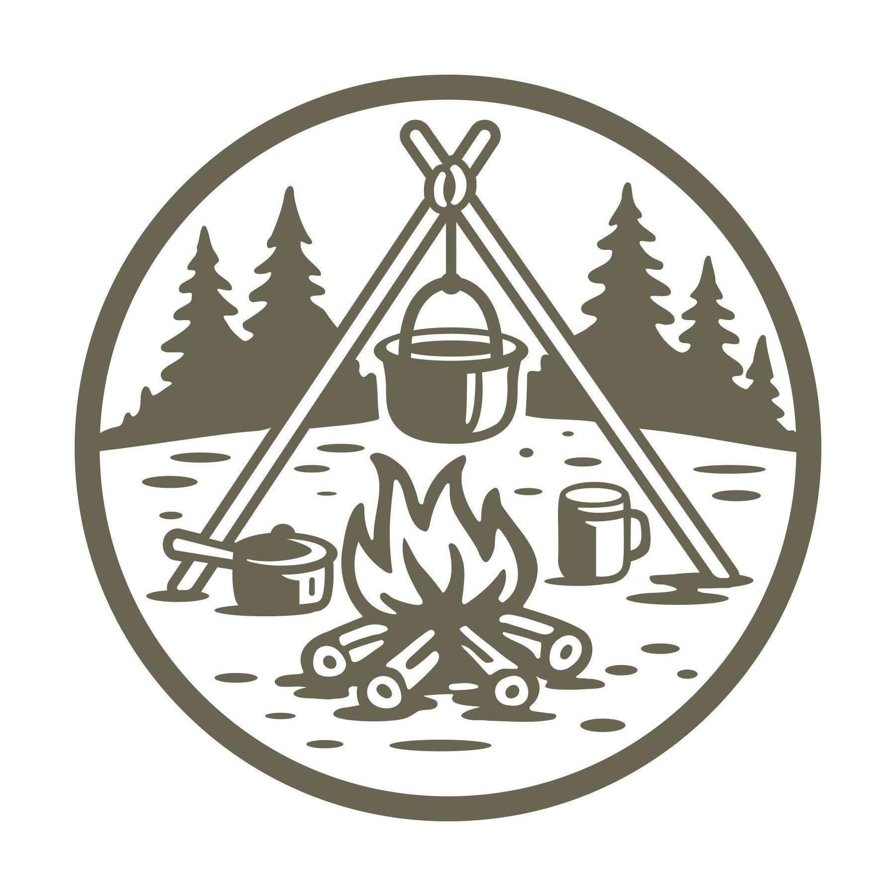 Campfire Scene Delrin Leather Stamp