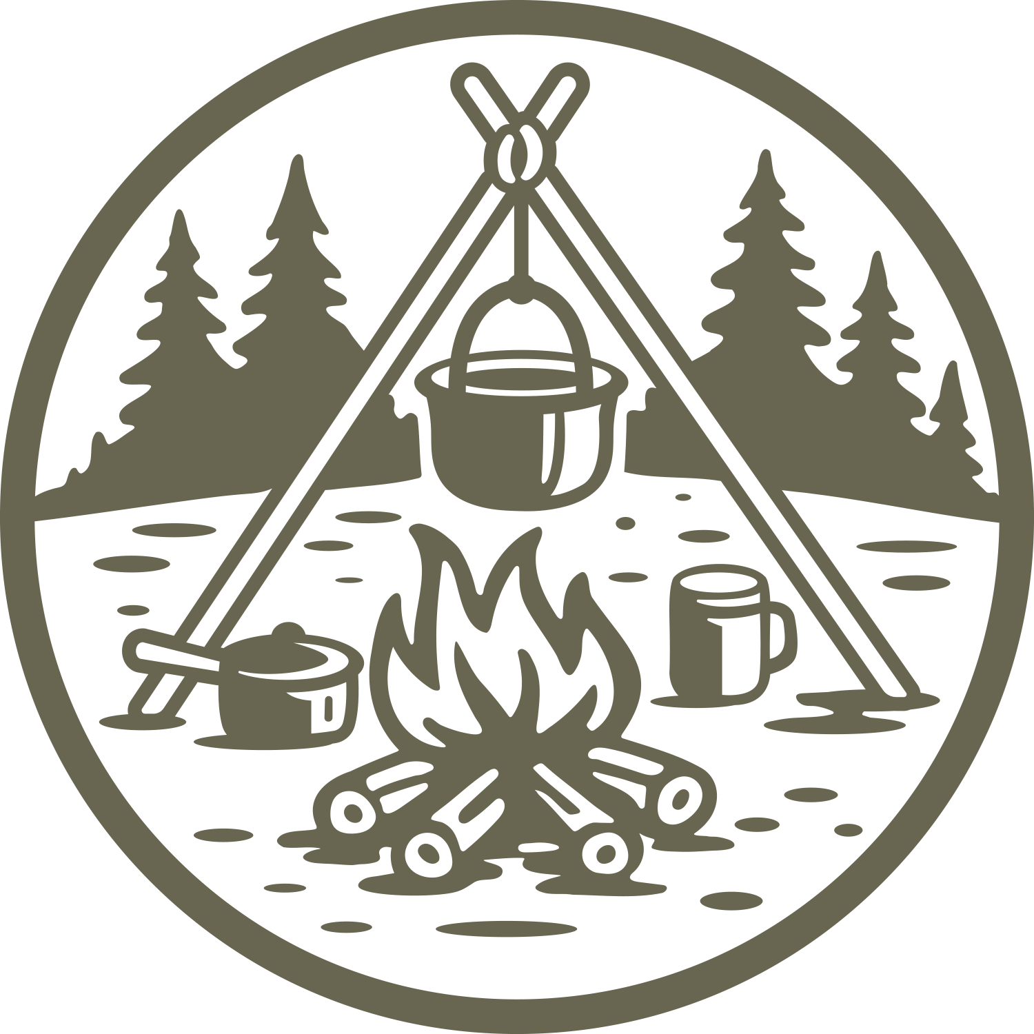 Campfire Scene Delrin Leather Stamp