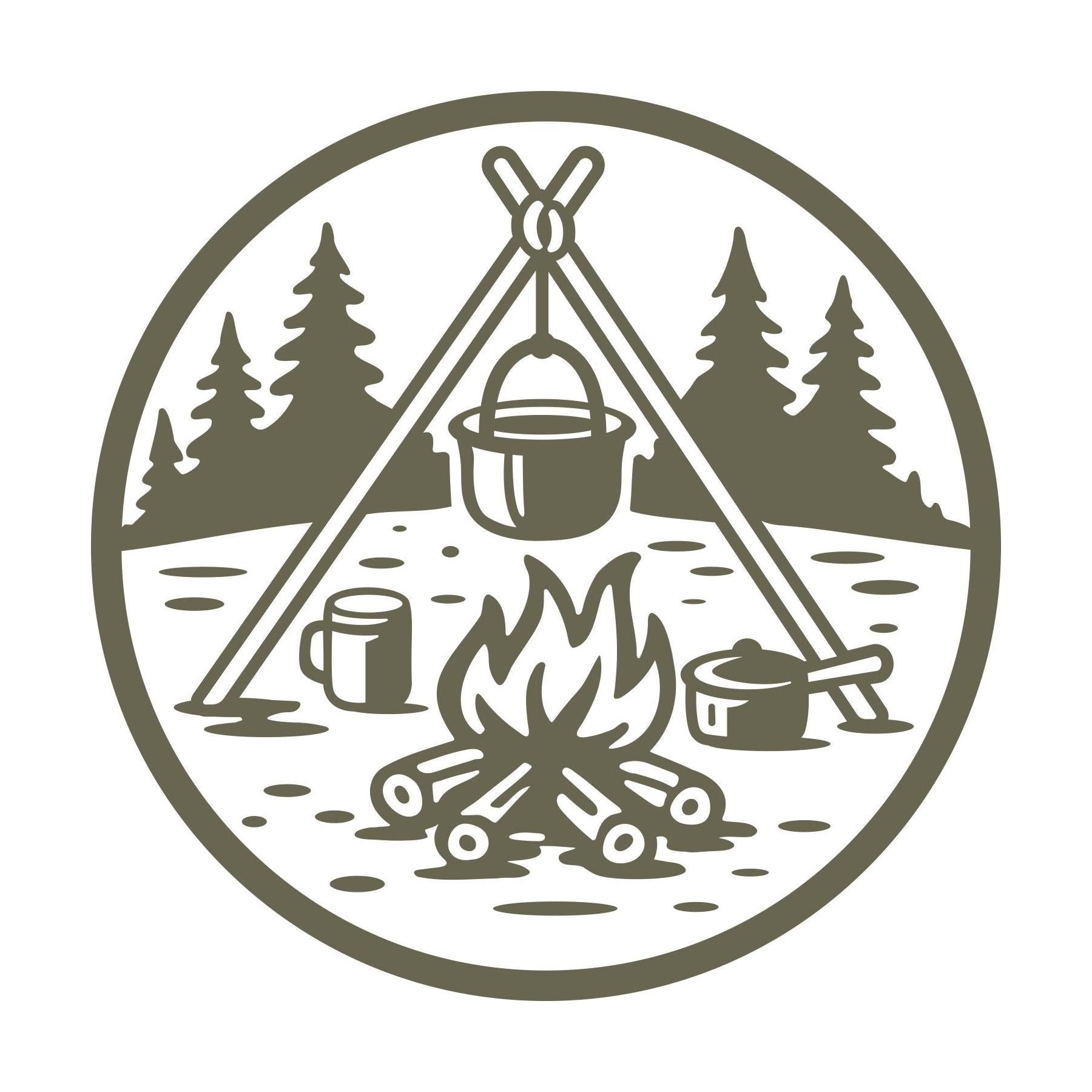 Campfire Scene Delrin Leather Stamp
