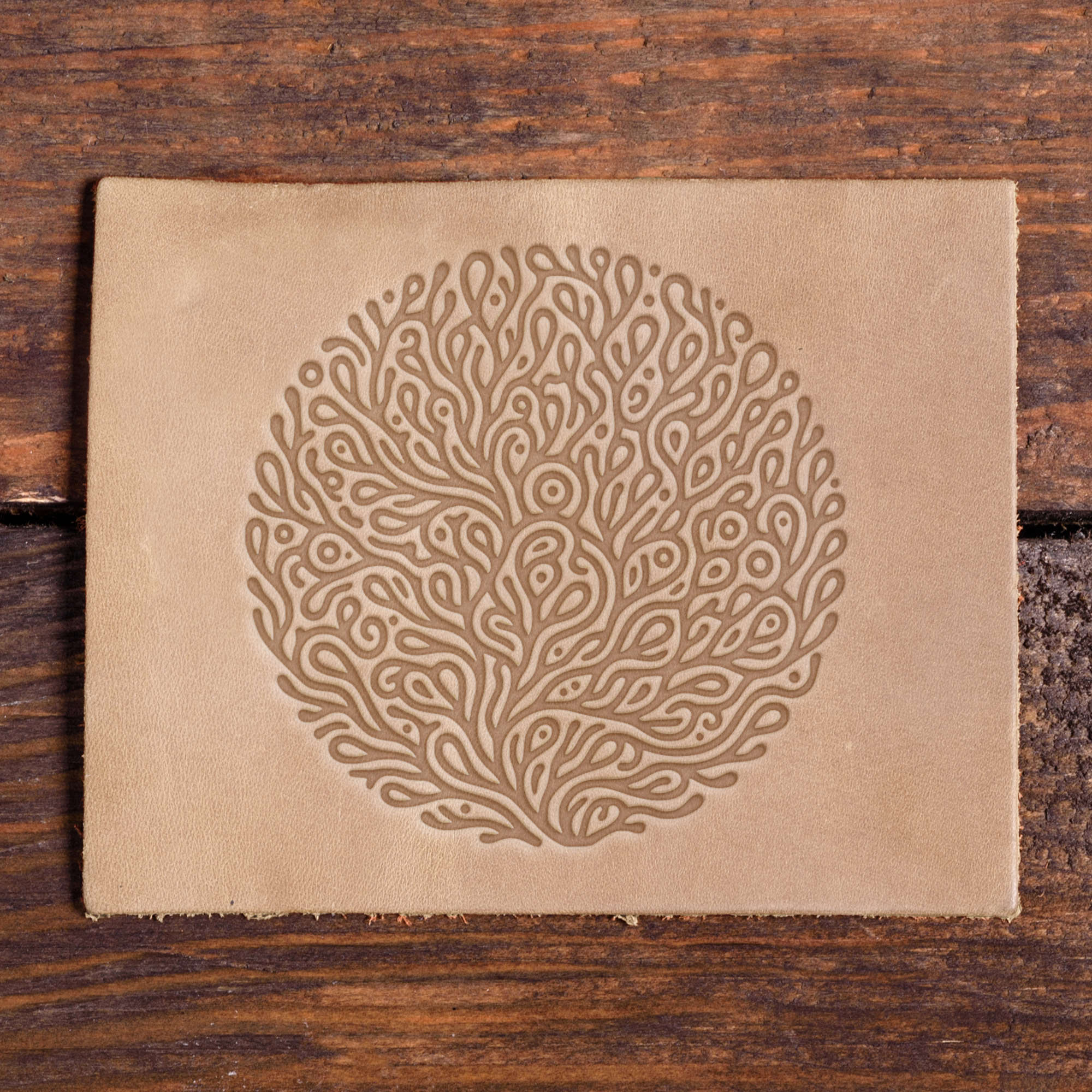 Abstract Coral Emblem Delrin Leather Stamp