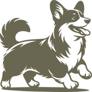 Playful corgi illustration with fluffy fur and a cheerful expression, capturing the breed’s lively personality.